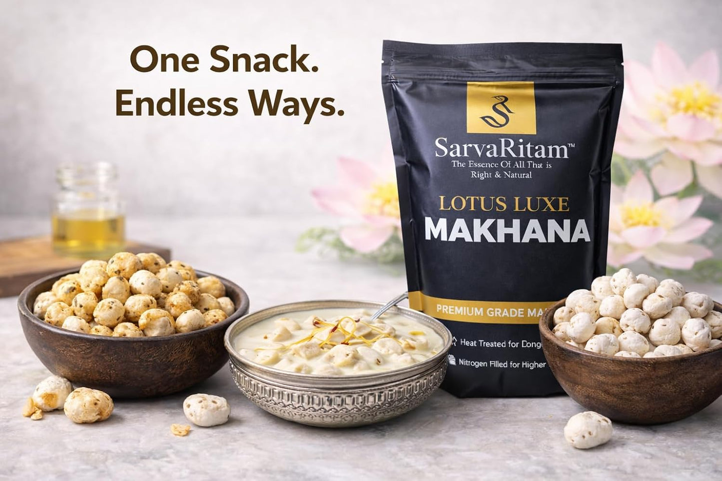 SarvaRitam Lotus Luxe Premium Makhana – Healthy Roasted Fox Nuts