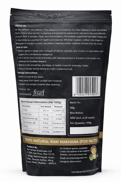 SarvaRitam Lotus Luxe Premium Makhana – Healthy Roasted Fox Nuts