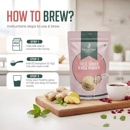 SarvaRitam Tulsi Ginger Rose Herbal Blend – Ayurvedic Wellness Drink